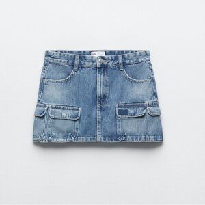 Zara Blue Denim Cargo Skirt